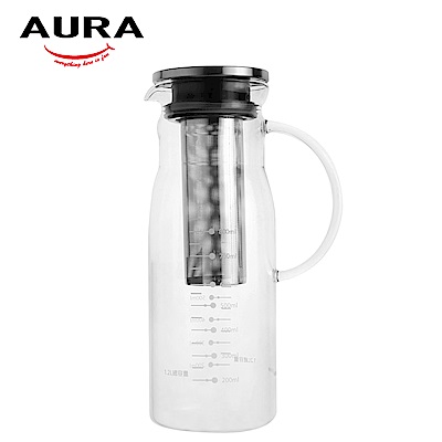 AURA艾樂 長濾網冰鎮冷泡耐熱玻璃壺1200ML