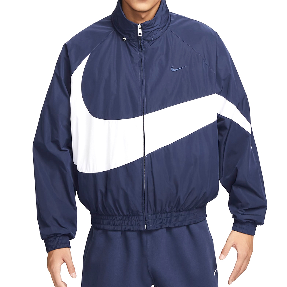 Nike AS M NK Swoosh WVN JKT 男藍色大勾立領運動防潑水外套FB7878-410