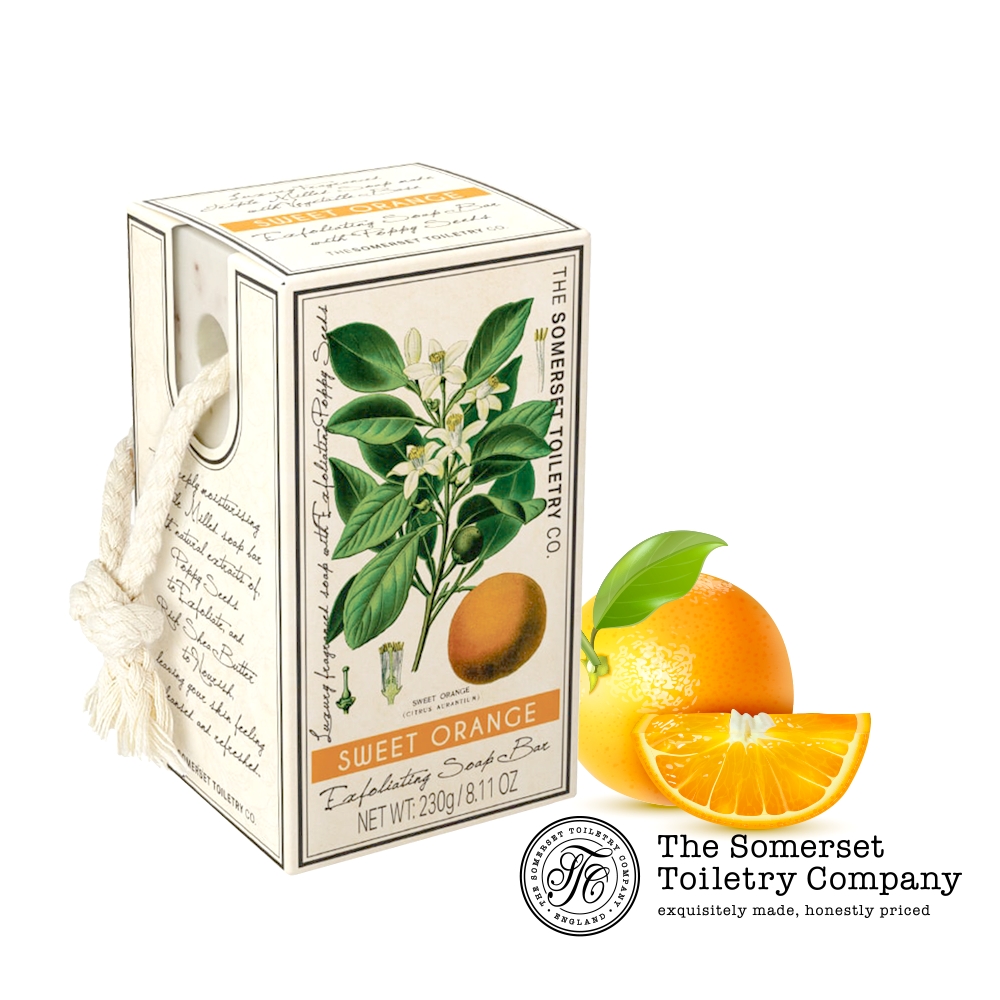 Somerset 賽玫特 英國罌粟籽去角質植物皂-甜橙230g(掛繩)