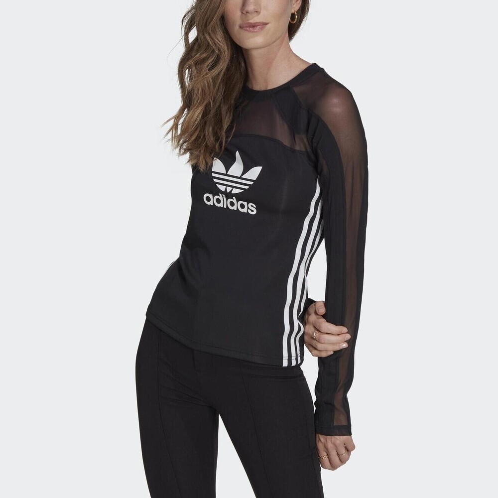 Adidas Mesh Top [II6115] 女長袖上衣運動休閒拼接吸濕排汗時尚穿搭