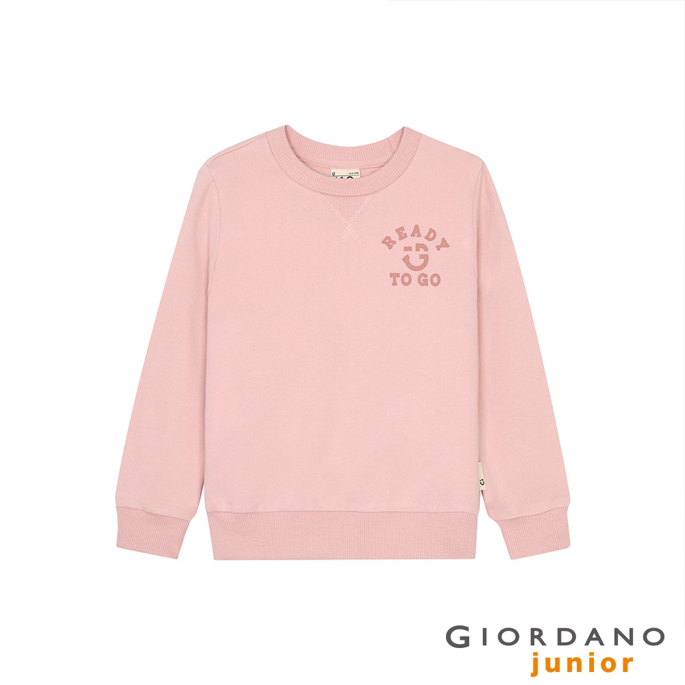 GIORDANO 童裝微笑LOGO印花長袖T恤 - 25 銀粉紅