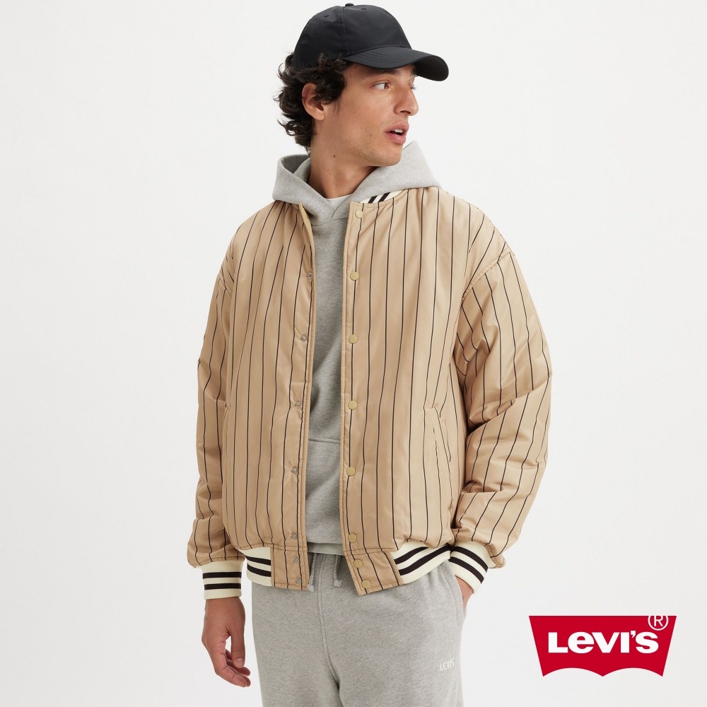 Levis Gold Tab金標系列 男款 寬鬆版棒球外套 / 雙面穿 / 米色