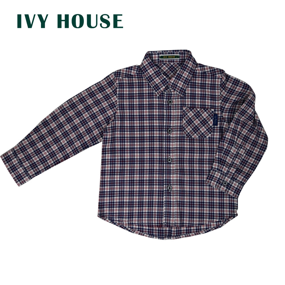 IVY HOUSE常春藤 男童純棉質格子襯衫(90cm~130cm)台灣製261106