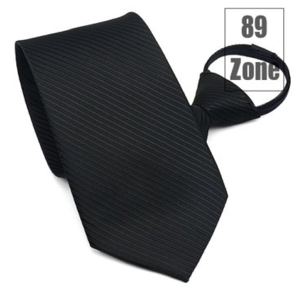 【89 zone】法式時尚氣質斜紋懶人拉鍊領帶 (黑色) product image 1