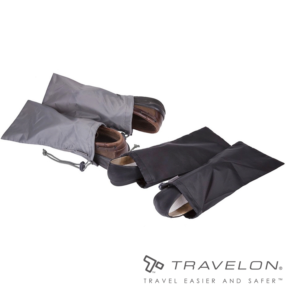 【Travelon】PACKING單支束口鞋袋(2對)TL-43065黑/灰/旅遊收納/乾淨防汙/輕量好攜帶