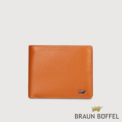 【BRAUN BUFFEL 德國小金牛】台灣總代理 防盜-2 12卡中間翻透明窗短夾(網路限定)-杏仁巧克力色/BF539-317-SAL