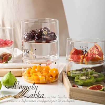 Homely Zakka 創意ins風金色可堆疊玻璃碗/玻璃儲物罐/沙拉碗(款式隨機)