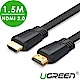 綠聯  HDMI 2.0傳輸線 FLAT版 黑色 1.5M product thumbnail 1