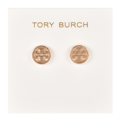 TORY BURCH MILLER 鏤空T LOGO穿式耳環-金