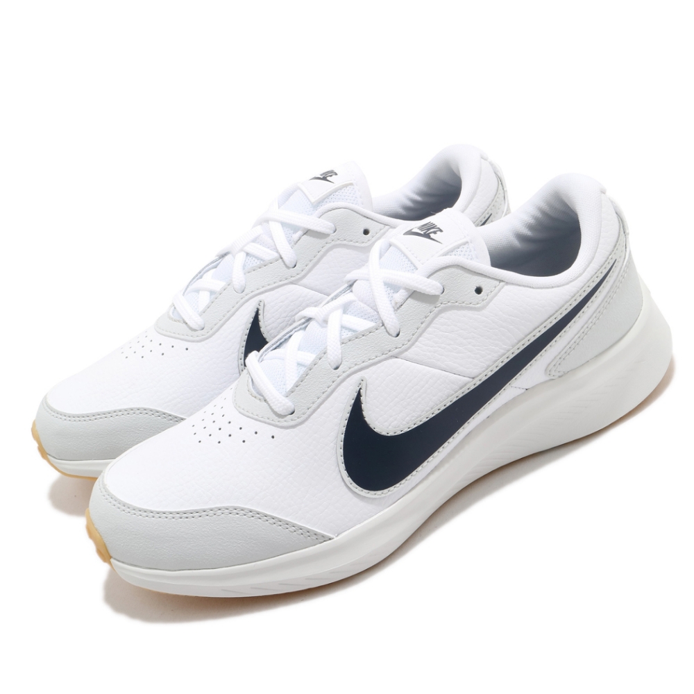 Nike 慢跑鞋 Varsity Leather 運動 童鞋 基本款 輕量 皮革 舒適 穿搭 大童 白 灰 CN9146100