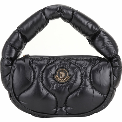 MONCLER DELILAH 絎縫尼龍羽絨半月手提包(金/黑色)