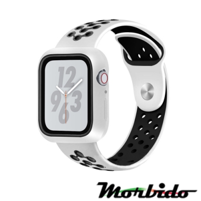 Morbido蒙彼多 Apple Watch 4/5 44mm透氣矽膠運動錶帶(黑白)