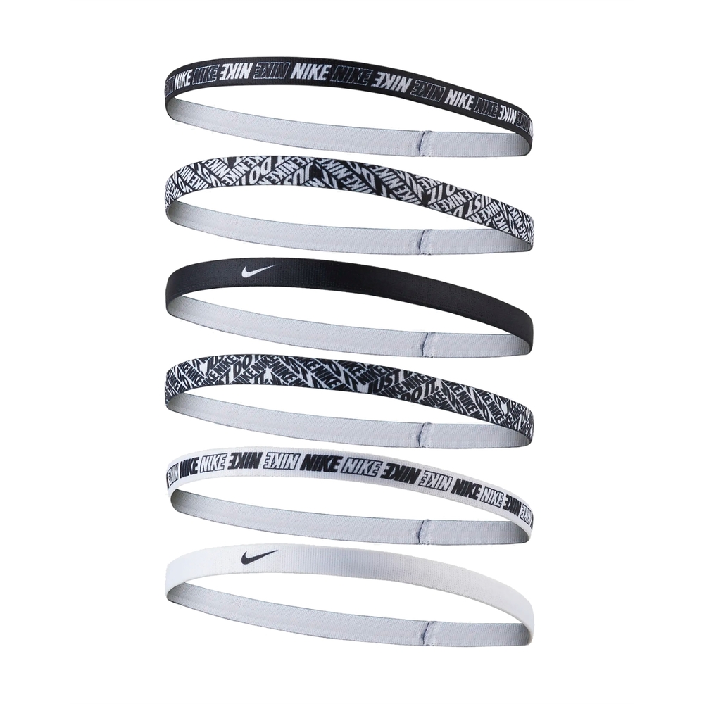 Nike 頭帶 Printing Headband 6pic 男女款 黑 白 髮帶 運動 矽膠 6條入 N000254517-6OS