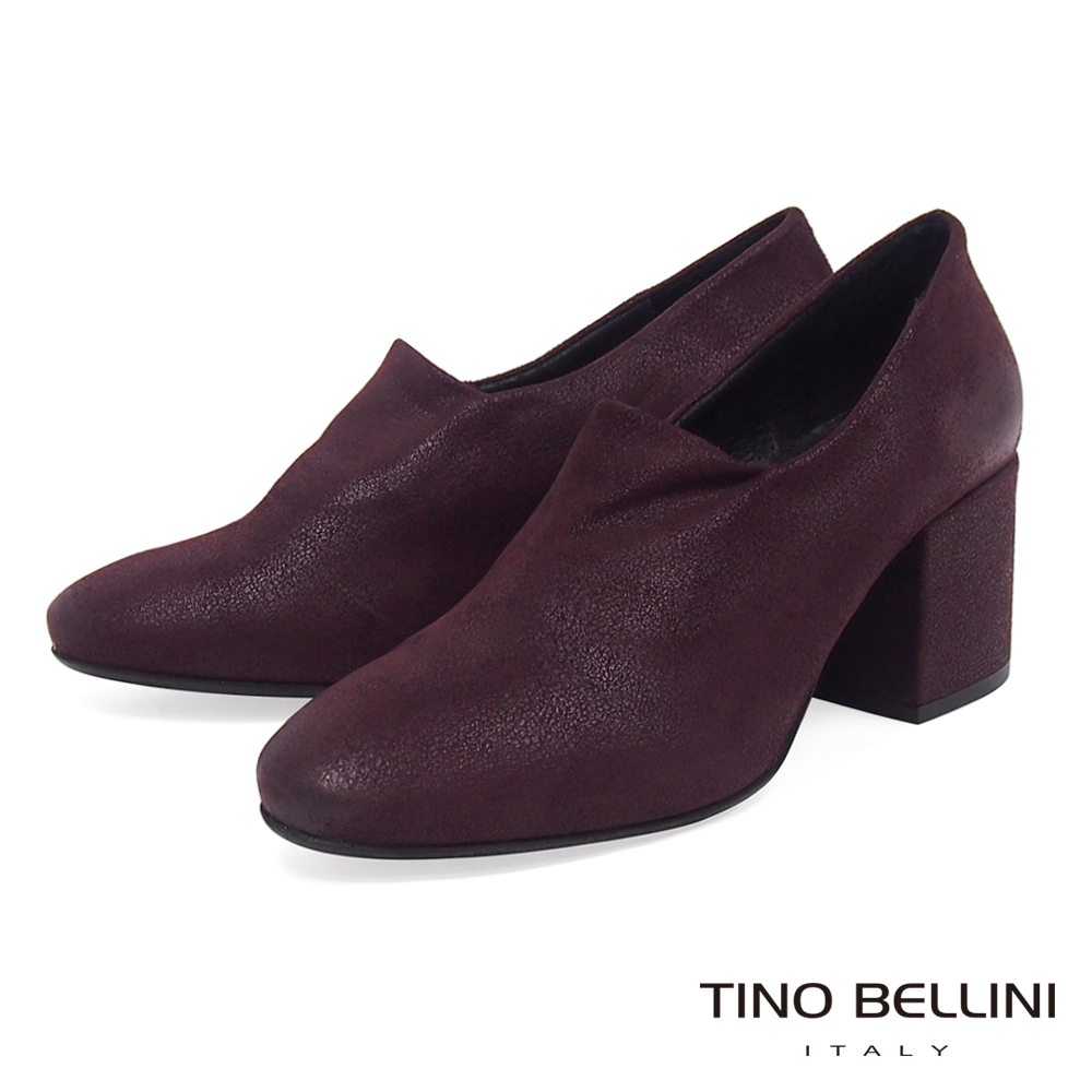 Tino Bellini義大利進口特殊啞光布料高跟踝靴_酒紅