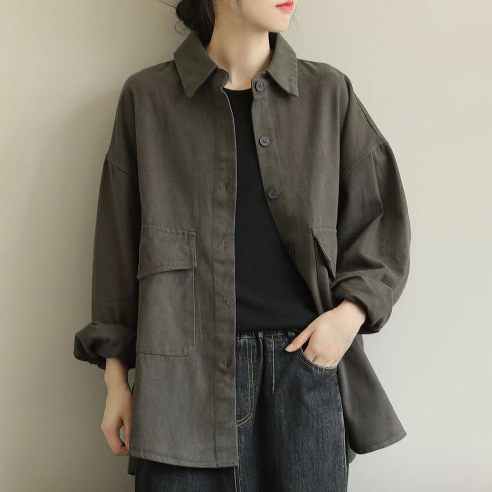 【LANNI 藍尼】現+預 氣質寬鬆大口袋襯衫外套(長袖/女外套/休閒)