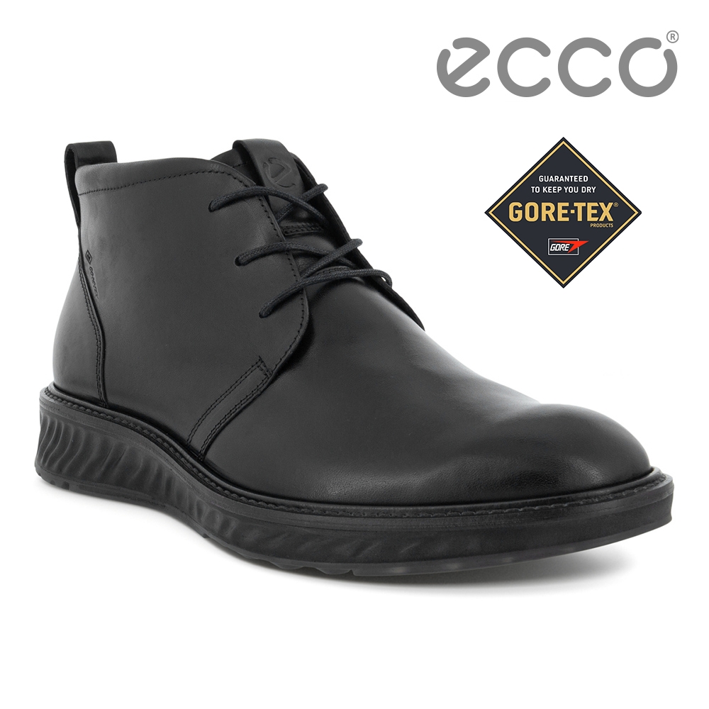 ECCO ST.1 Hybrid 適動混和防水正裝短靴 男鞋 黑色