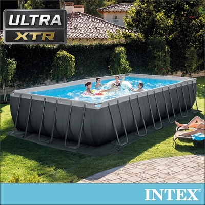 INTEX 長方型框架速搭大型游泳池(附砂濾水泵)732x366x132cm(31805L)適用6歲+ (26363)