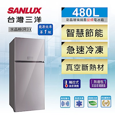 SANLUX台灣三洋 480L 1級變頻2門電冰箱 SR-C480BVG 采晶玻璃鏡面
