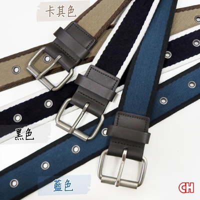 【CH-BELT 銓丞皮帶】純棉織帶 單排打釘造型 男休閒腰帶(多色)