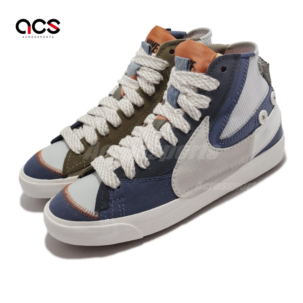 Nike 休閒鞋 Blazer Mid 77 Jumbo 男鞋 解構 高筒 巫毒娃娃 灰 藍 橘 DQ5080-001