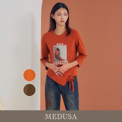 現貨【MEDUSA 曼度莎】RIKA 側切接綁結T恤 - 2色（M-2L）｜休閒上衣 長袖上衣 長袖T恤