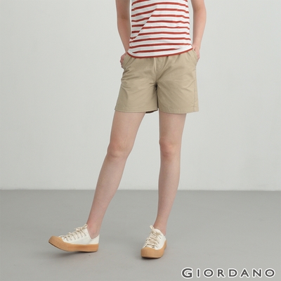 GIORDANO 女裝素色抽繩卡其短褲 - 86 胡椒白