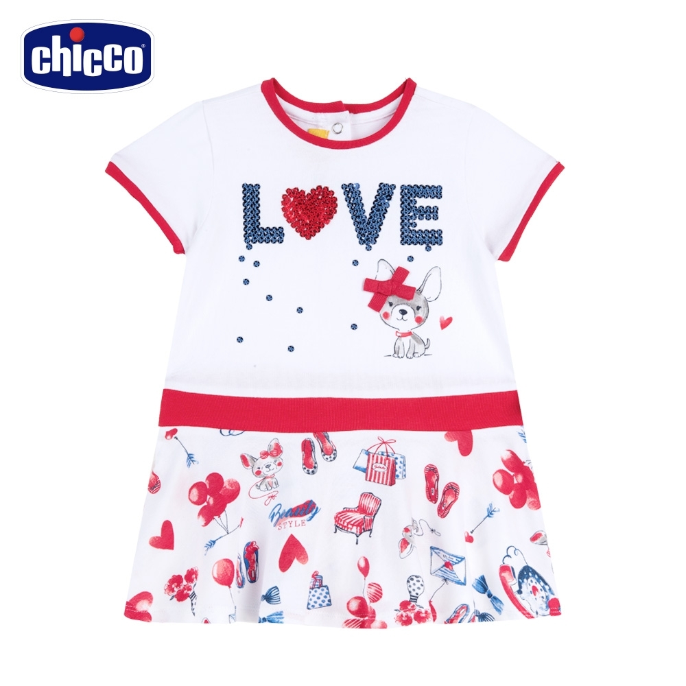 chicco-時尚派對-LOVE吉娃娃短袖洋裝