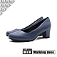 WALKING ZONE SUPER WOMAN系列 圓頭素面女仕中跟鞋 女鞋-丈藍 product thumbnail 1