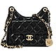 CHANEL Hobo Bag 經典雙C LOGO小牛皮金練斜背包/流浪包(黑/金) product thumbnail 1