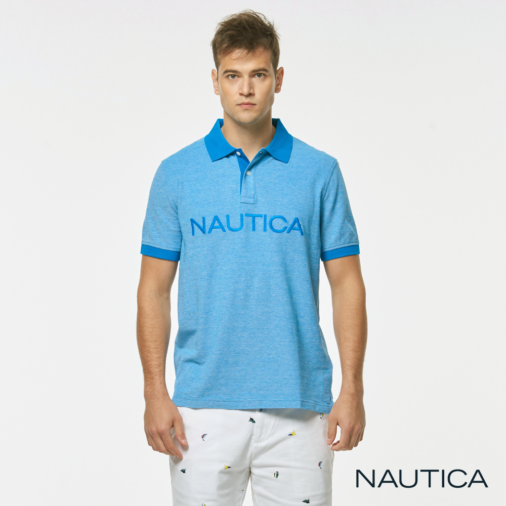 Nautica品牌 LOGO短袖POLO衫-藍色