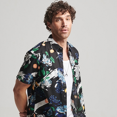 SUPERDRY 男裝 短袖襯衫 Vintage Hawaiian S/S 黑