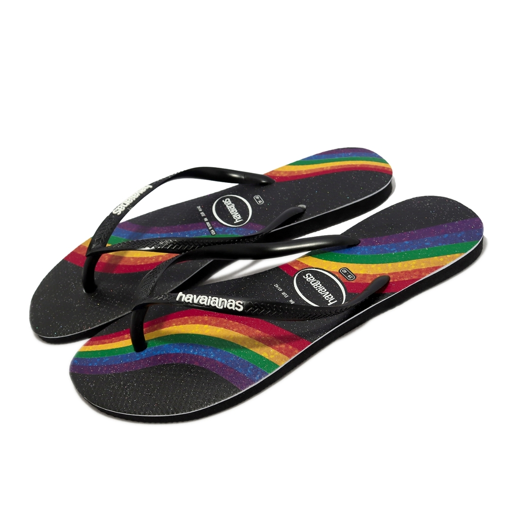 Havaianas 涼拖鞋 Slim Pride 女鞋 黑 彩虹 Pride 巴西拖 人字拖 夾腳拖 哈瓦仕 41469070090W