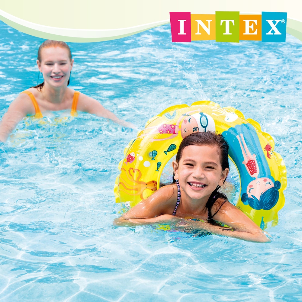 INTEX 卡通游泳圈-直徑61cm-3款可選 適6~10歲(59242)