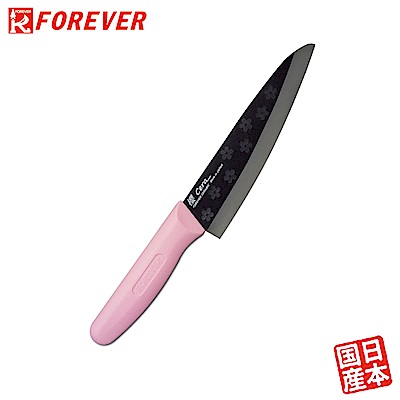 FOREVER 日本製造鋒愛華2018櫻花限定款陶瓷刀16CM(黑刃粉柄)