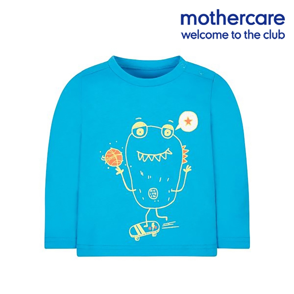 mothercare 專櫃童裝 藍色可愛怪獸長袖T恤 (6-12個月)