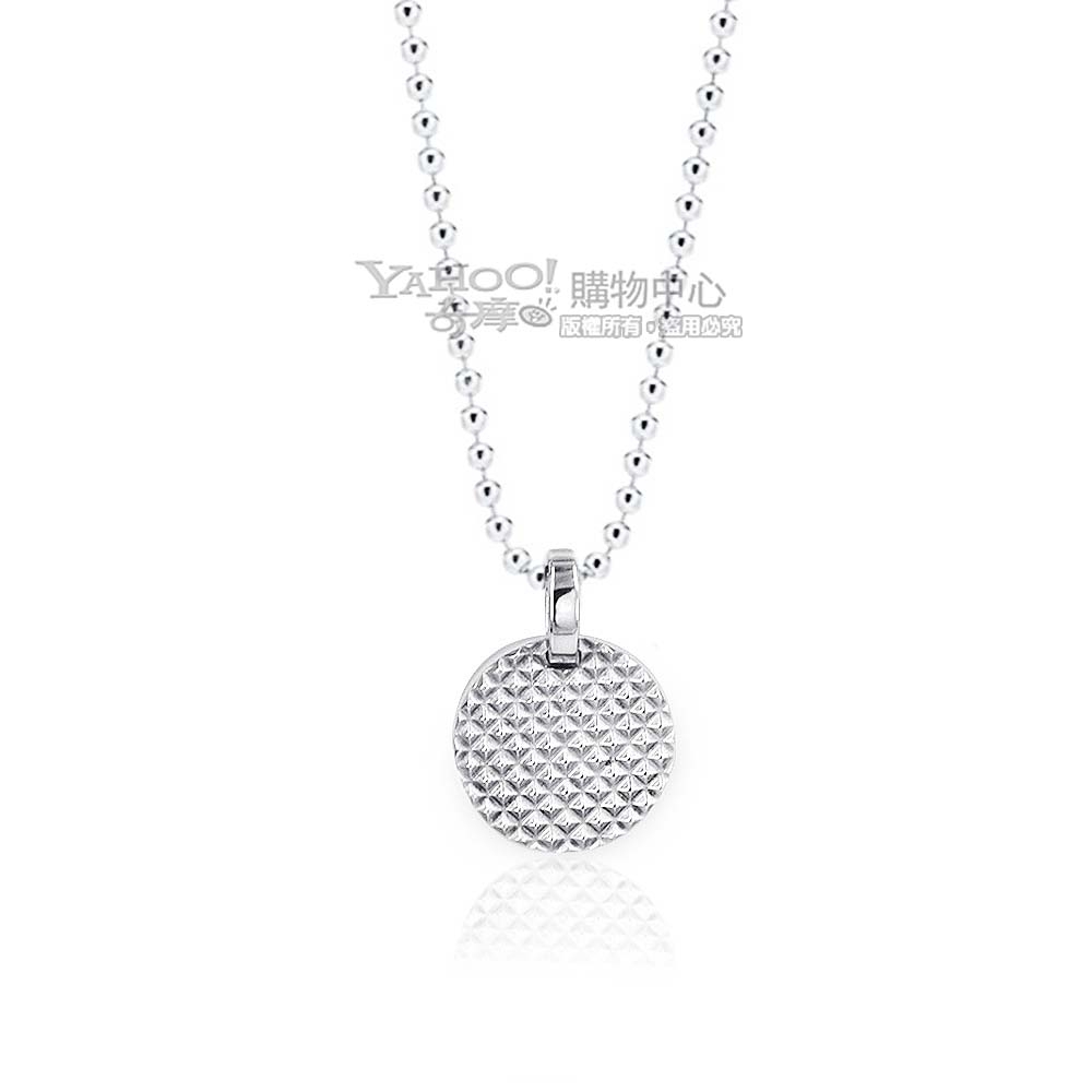 Tiffany&Co. 鑽石格紋圓形墜飾925純銀型男項鍊