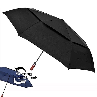 2mm 紳士潮流雙層抗風 超大傘面自動開收傘 (黑色)
