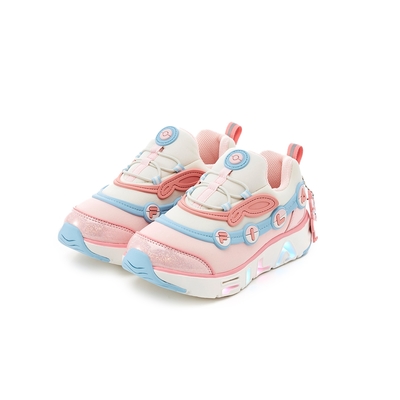 fila kids ggumi light中童電燈鞋-白/粉 2-c156y-650