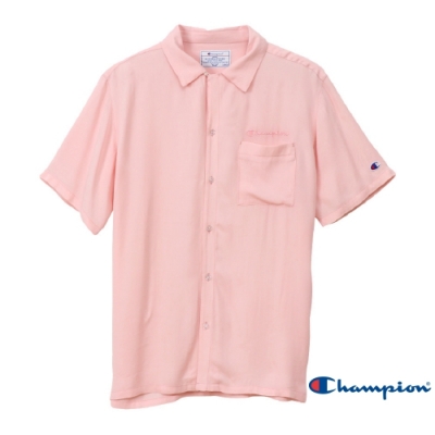 Champion Campus刺繡LOGO短袖襯衫 粉紅色