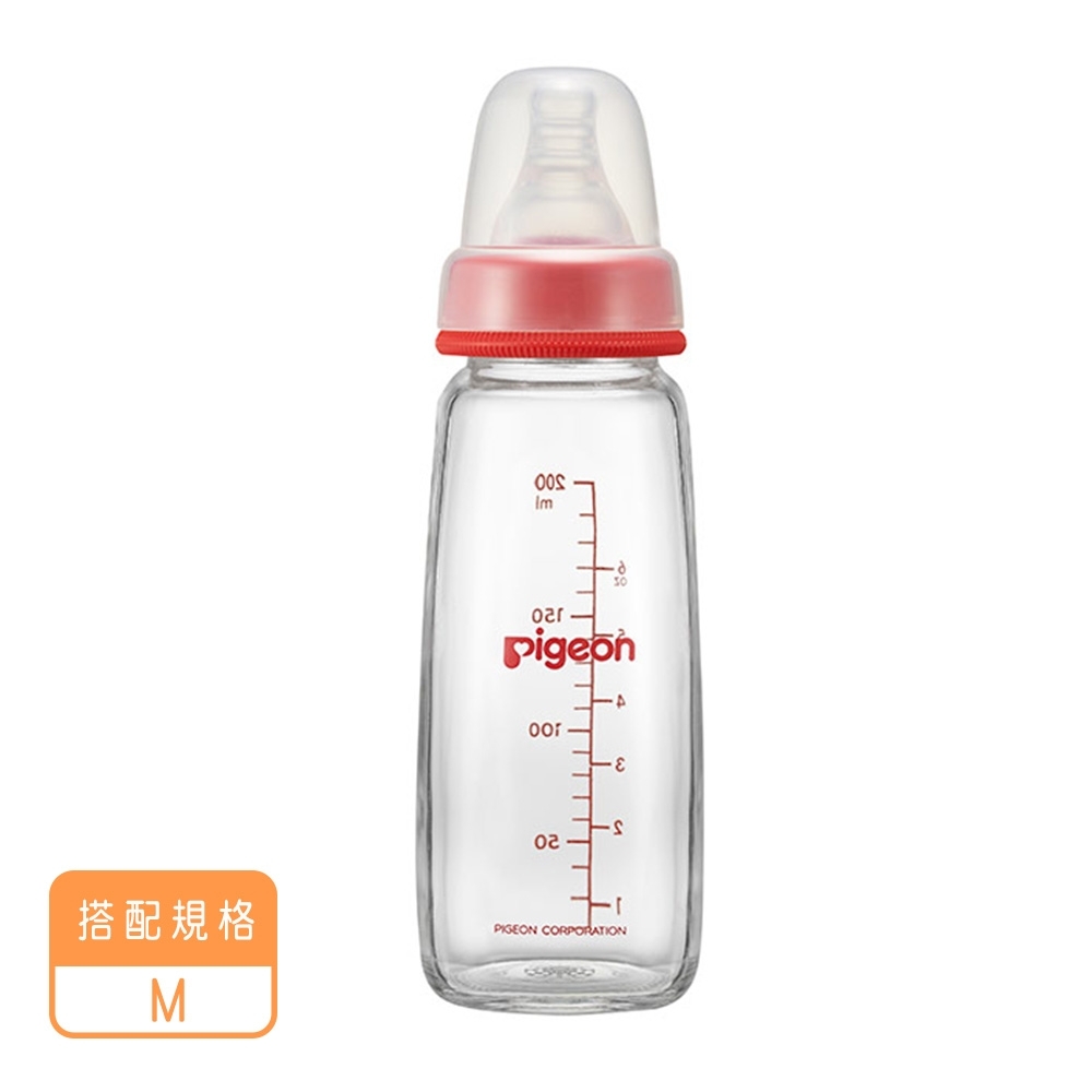 日本《Pigeon 貝親》一般口徑母乳實感玻璃奶瓶-M【200ML】