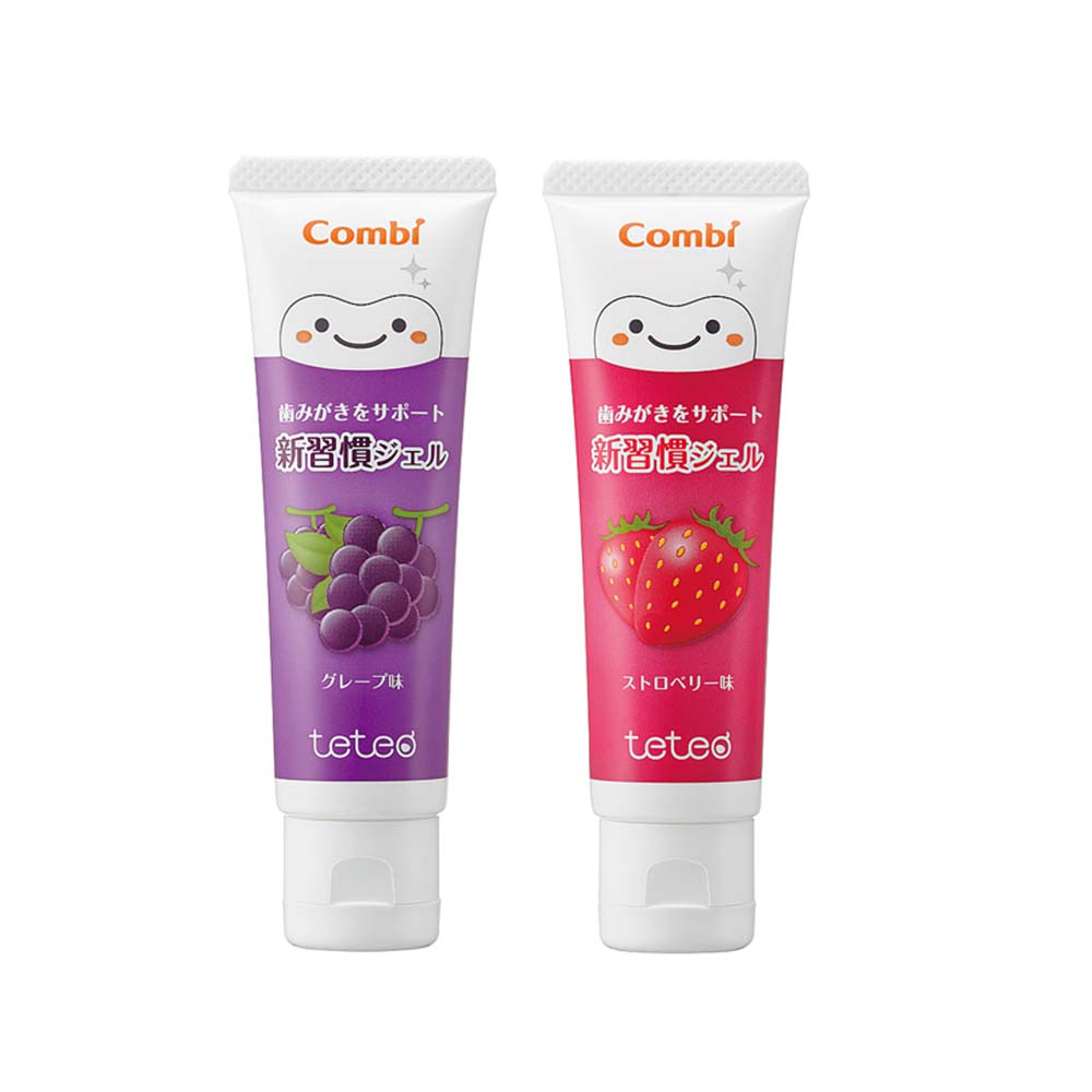【Combi 康貝】teteo 幼童含氟牙膏-(葡萄+草莓)