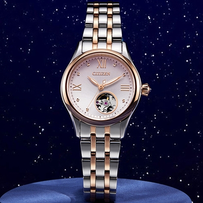 CITIZEN星辰 LADY S系列 優雅鏤空機械腕錶 母親節 禮物 28.5mm / PR1044-87X