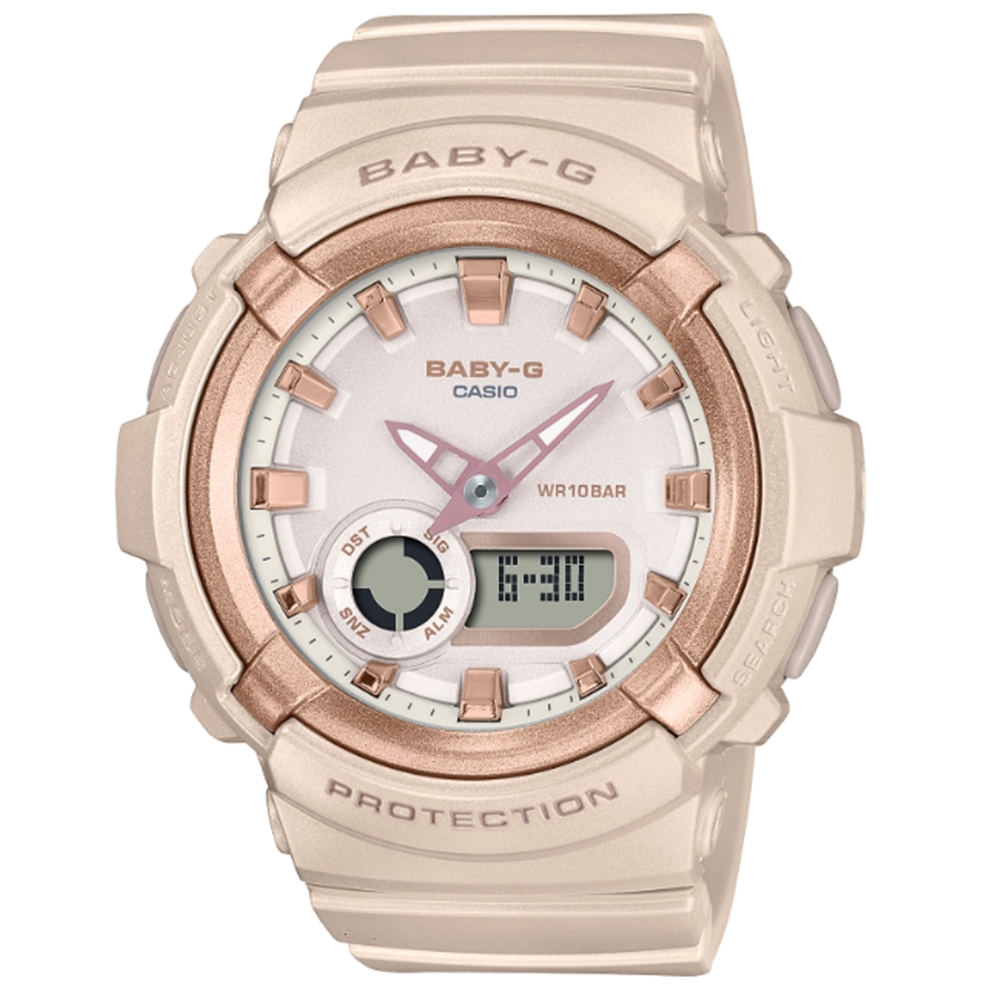 CASIO 卡西歐  BABY-G 多層次霧面雙顯腕錶_粉_BGA-280BA-4A_43.4mm