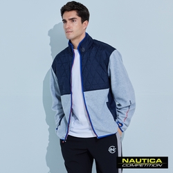 Nautica男裝 COMPETITION撞色異材質拼接立領外套-灰