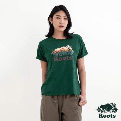 Roots 女裝- COOPER SCENIC短袖T恤-綠色