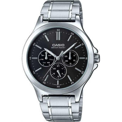 CASIO 三針三眼復刻不鏽鋼腕錶(MTP-V300D-1A)-黑/41mm