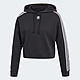 Adidas 帽T Cropped Hoodie 女款 愛迪達 連帽上衣 短版 羅紋袖口 寬鬆 黑 白 CY4766 product thumbnail 1