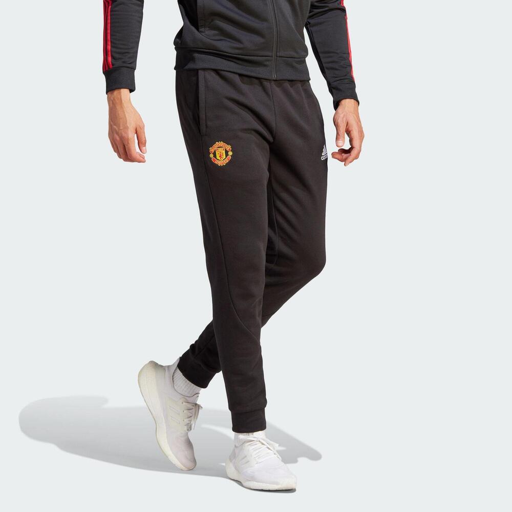 Adidas MUFC DNA FL PNT [IA8536] 男 長褲 錐型褲 亞洲版 運動 足球 訓練 刷毛 黑