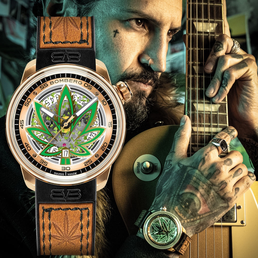 BOMBERG 炸彈錶 限量 BB-01 大麻葉圖騰機械錶-玫瑰金x咖啡 CT43APGD.30-3.11