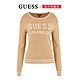 【GUESS】針織LOGO條紋邊長袖圓領毛衣-淺棕 product thumbnail 1